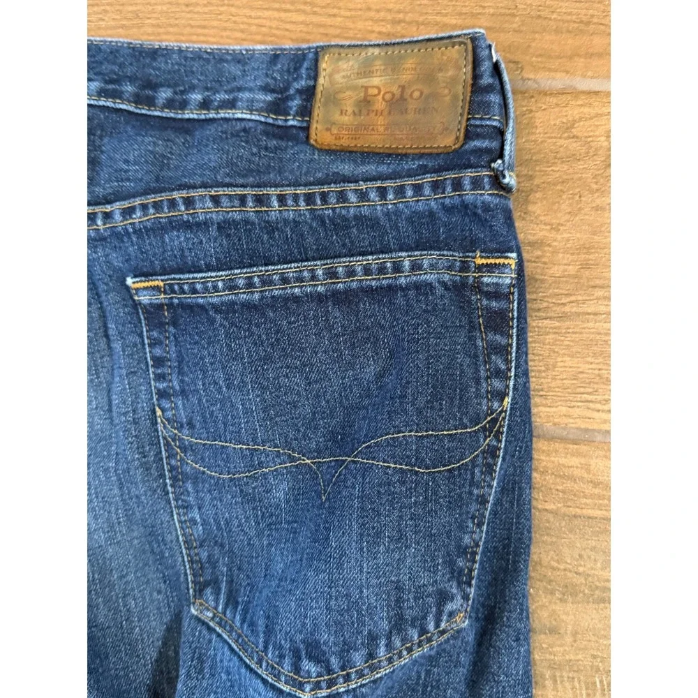 Polo Ralph Lauren Varick Slim Straight Blue Jeans Mens 36x34 (36x32) Medium Wash
